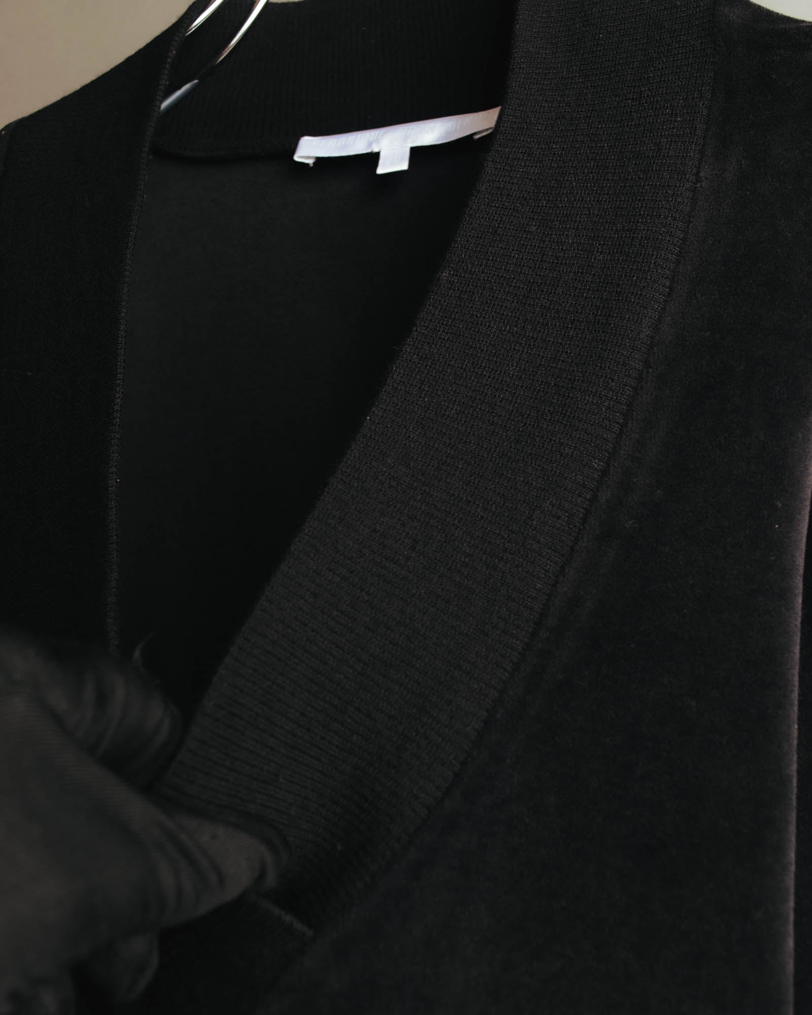 "Véronique Branquinho" 90's-00's Cotton velour v-neck sweatshirt