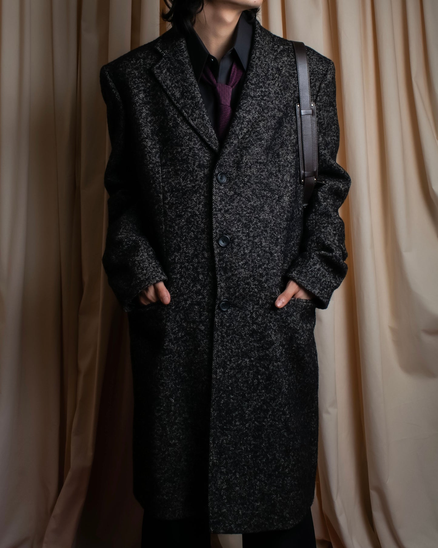 "DOLCE & GABBANA" Oversized tweed long chesterfield coat