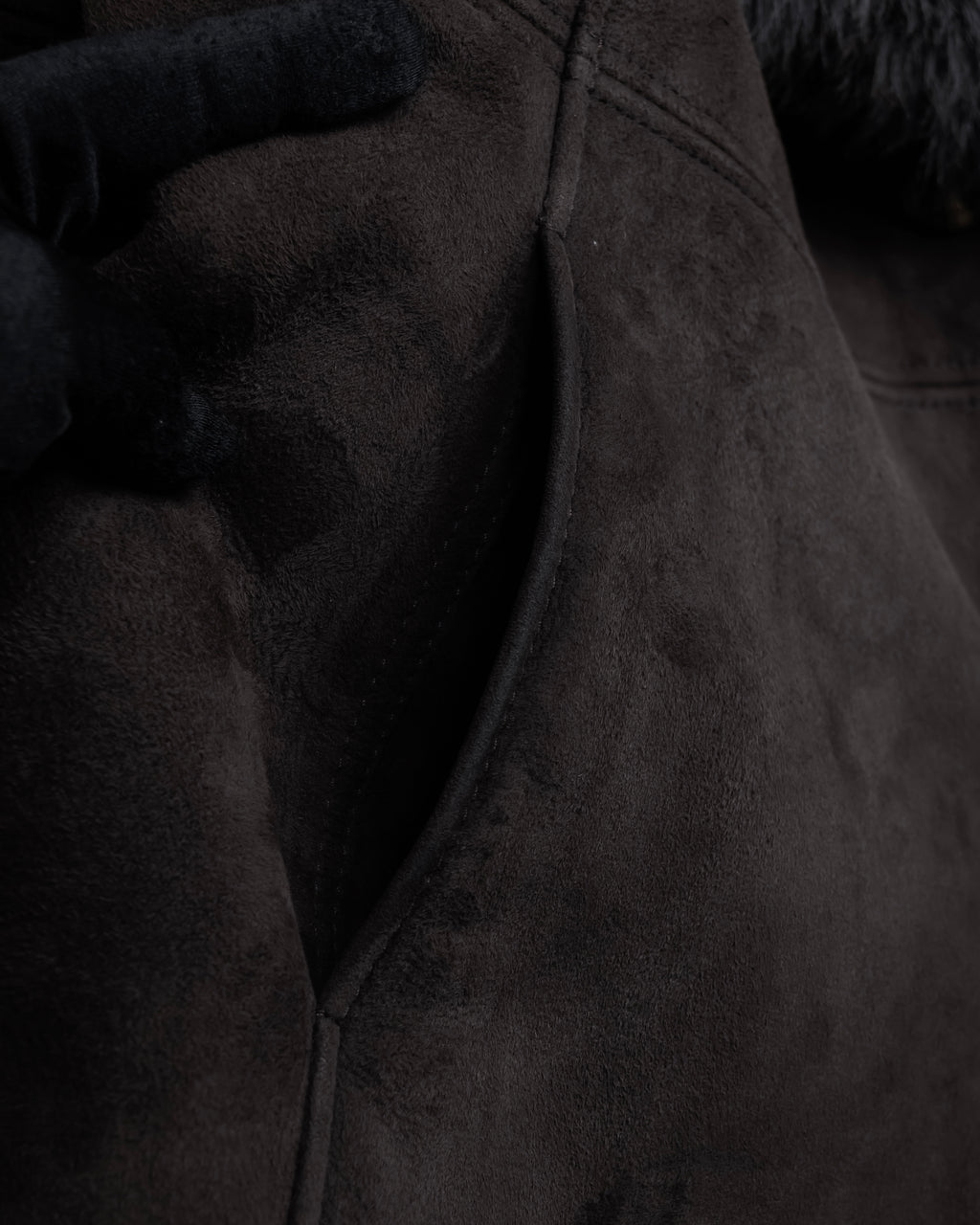 "NORTH BEACH" Smoky lamb fur design suede leather coat