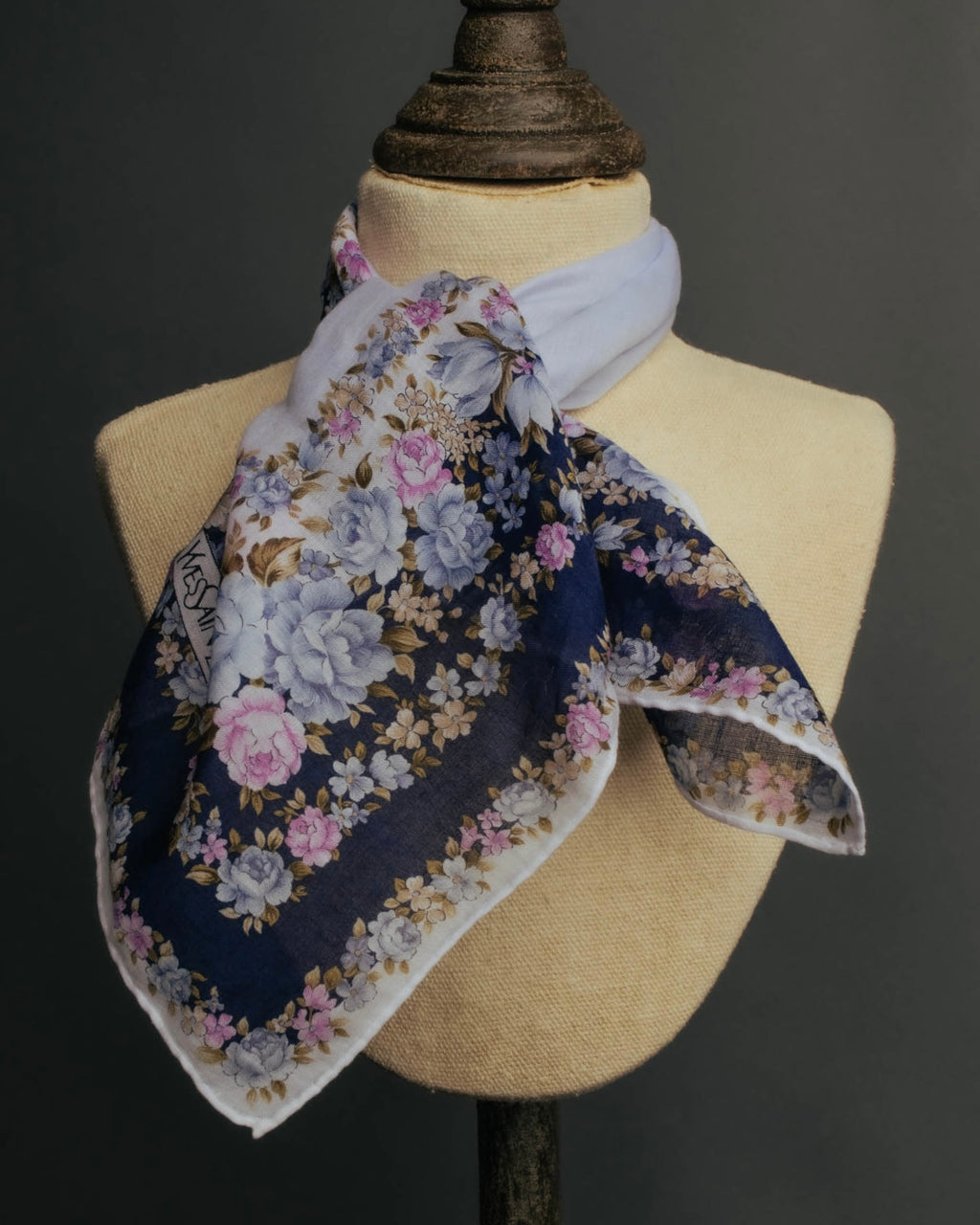 “YVES SAINT LAURENT” 80’s-90’s Floral border scarf