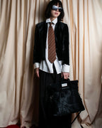 "GIORGIO ARMANI" Double line stripe pattern silk necktie