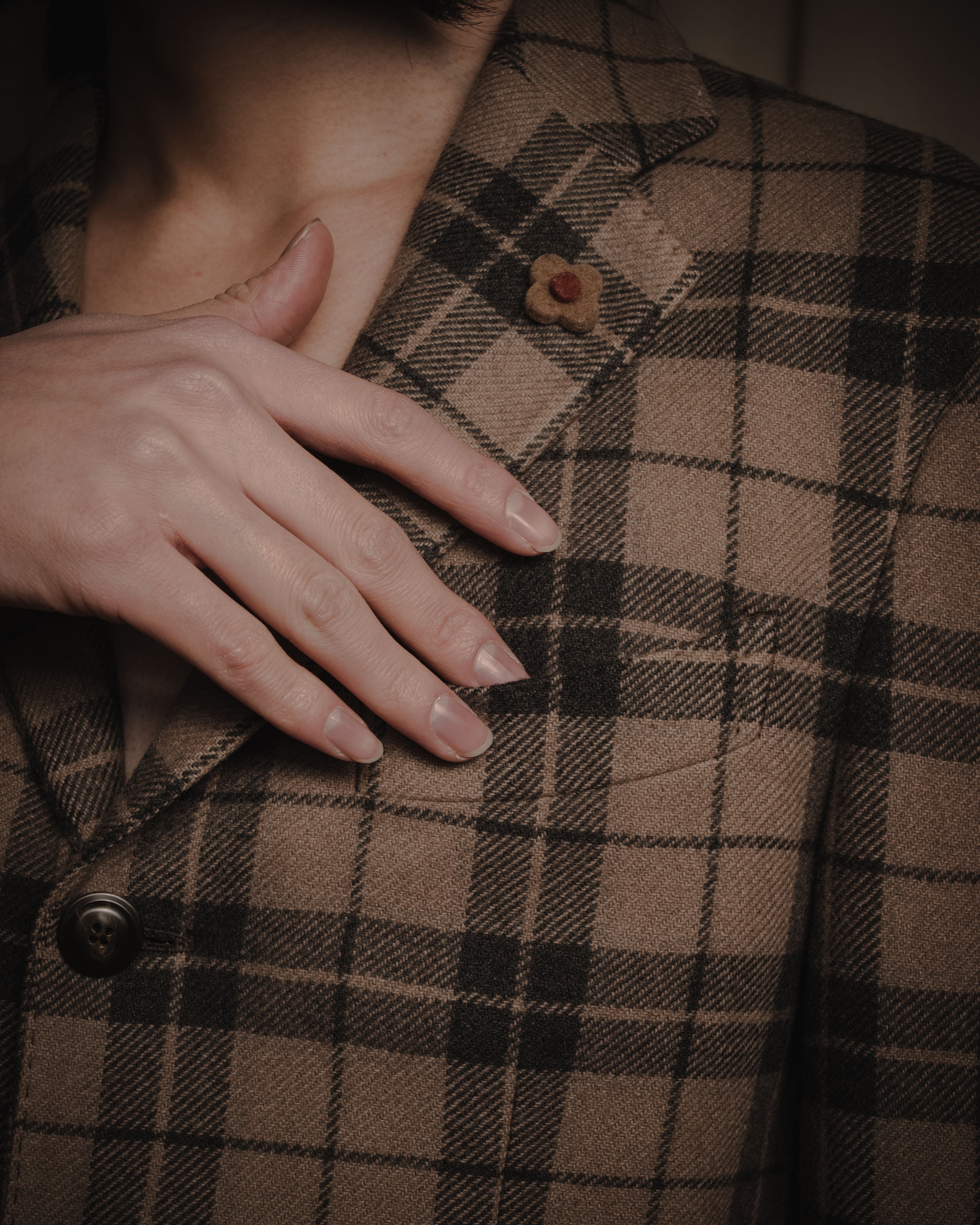 "LARDINI" Checked three-button soft-shoulder tailored jacket