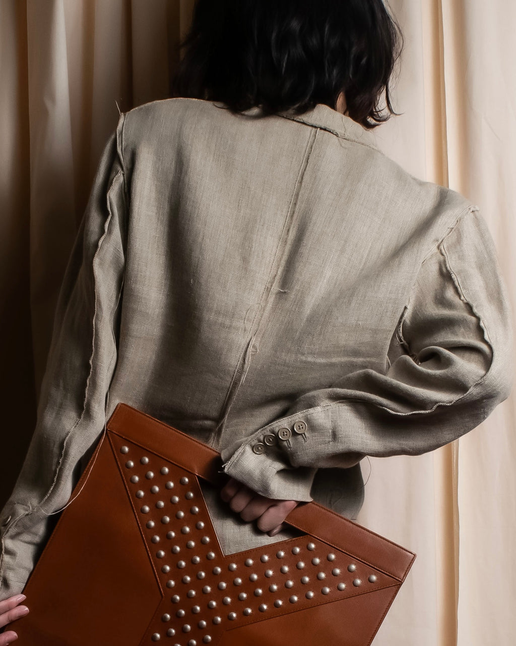 "Dolce & Gabbana" Raw edge frayed linen tailored jacket