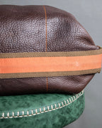 "LOEWE" Orange stitch design engraved logo leather boston bag