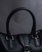 "BURBERRY" Silver stud design grained leather one-handle bag