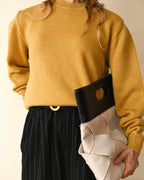 BOTTEGA VENETA/ Maxi Intrecciato Slip Canvas & Leather Handbag Beige & Black