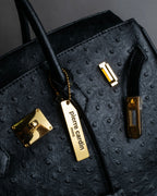 "Pierre Cardin" Turnlock design ostrich leather top handle bag