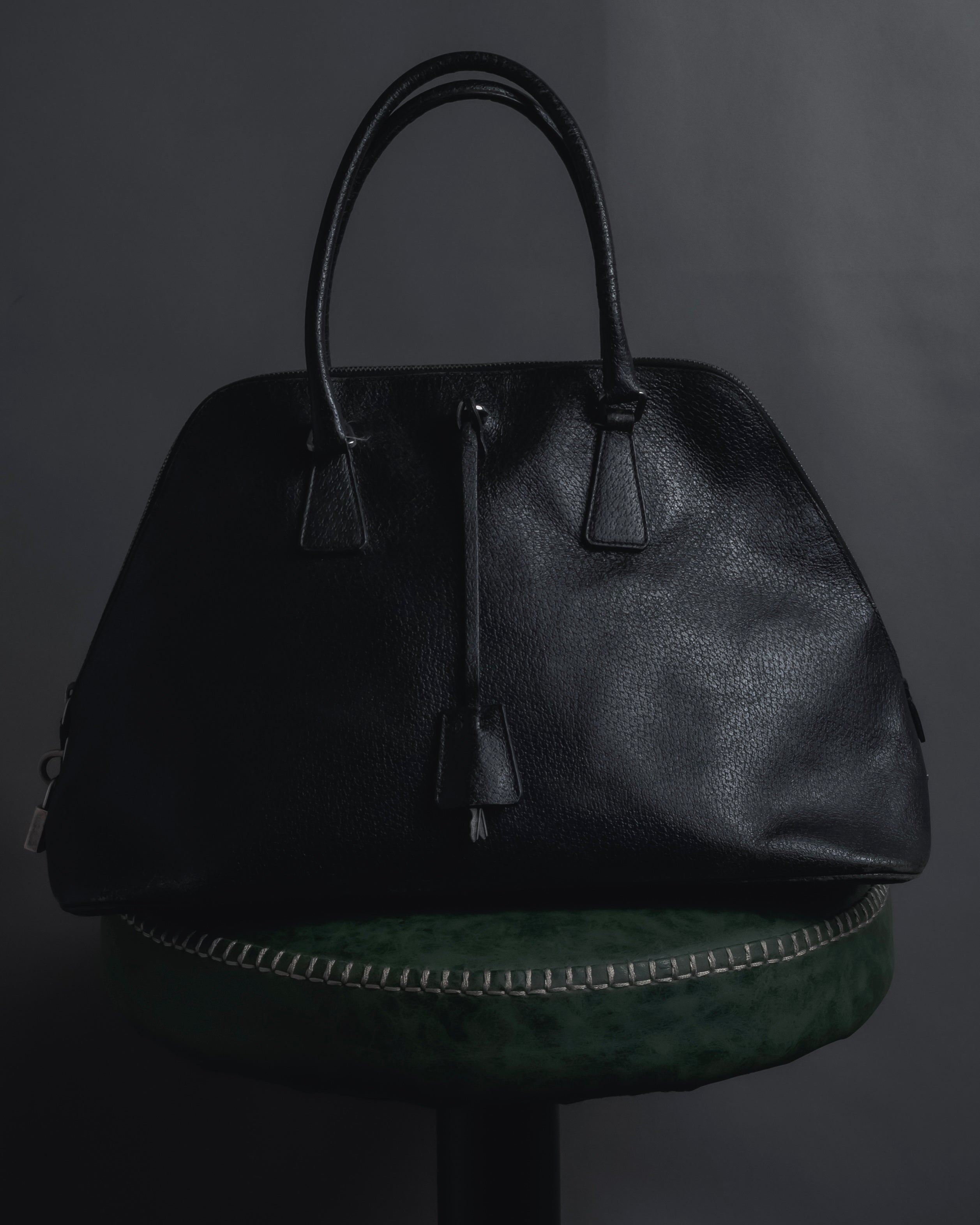 PRADA - Vitello Daino Leather Doctor Bag - Black - 90s 00s Vintage
