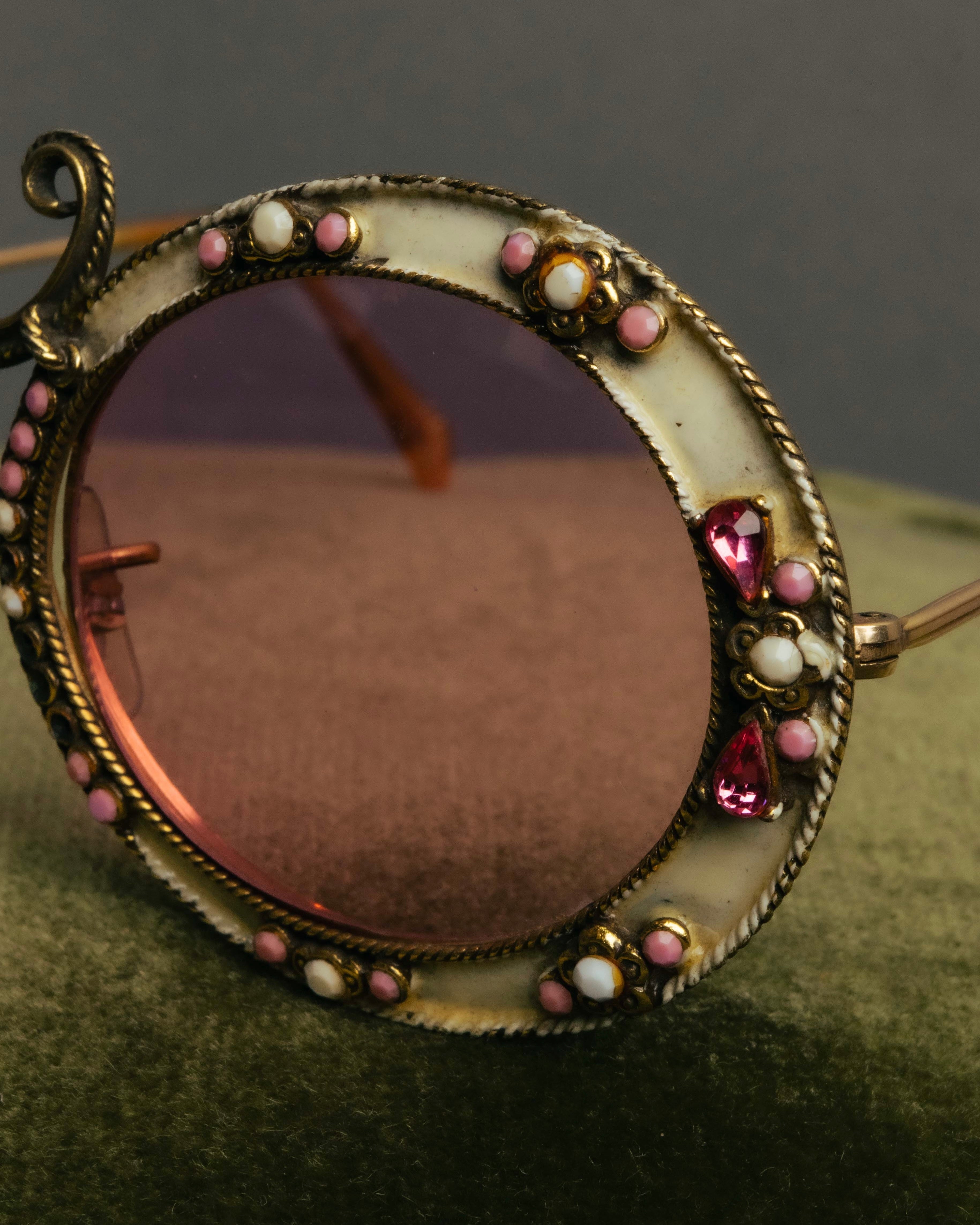 "Christian Dior" 70's-80's Vintage ornate jewel-embellished round sunglasses