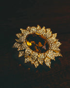 -SPECIAL- “Christian Dior” 80’s-90’s Sunburst amber glass pendant brooch