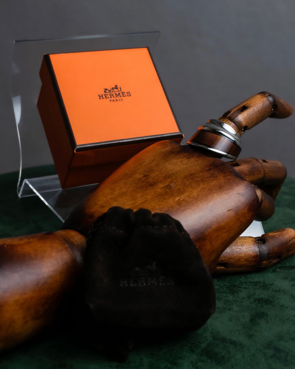 "HERMES" Maron Equus series silver ring