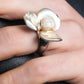 "CHANEL" Pearl center design camellia ring