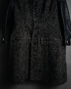 “JUNYA WATANABE COMME des GARCONS” 2011 aw Herringbone tweed long coat with leather sleeves