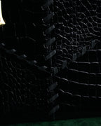 "Yves Saint Laurent" 90’s croc embossed whipstitch trapeze handbag