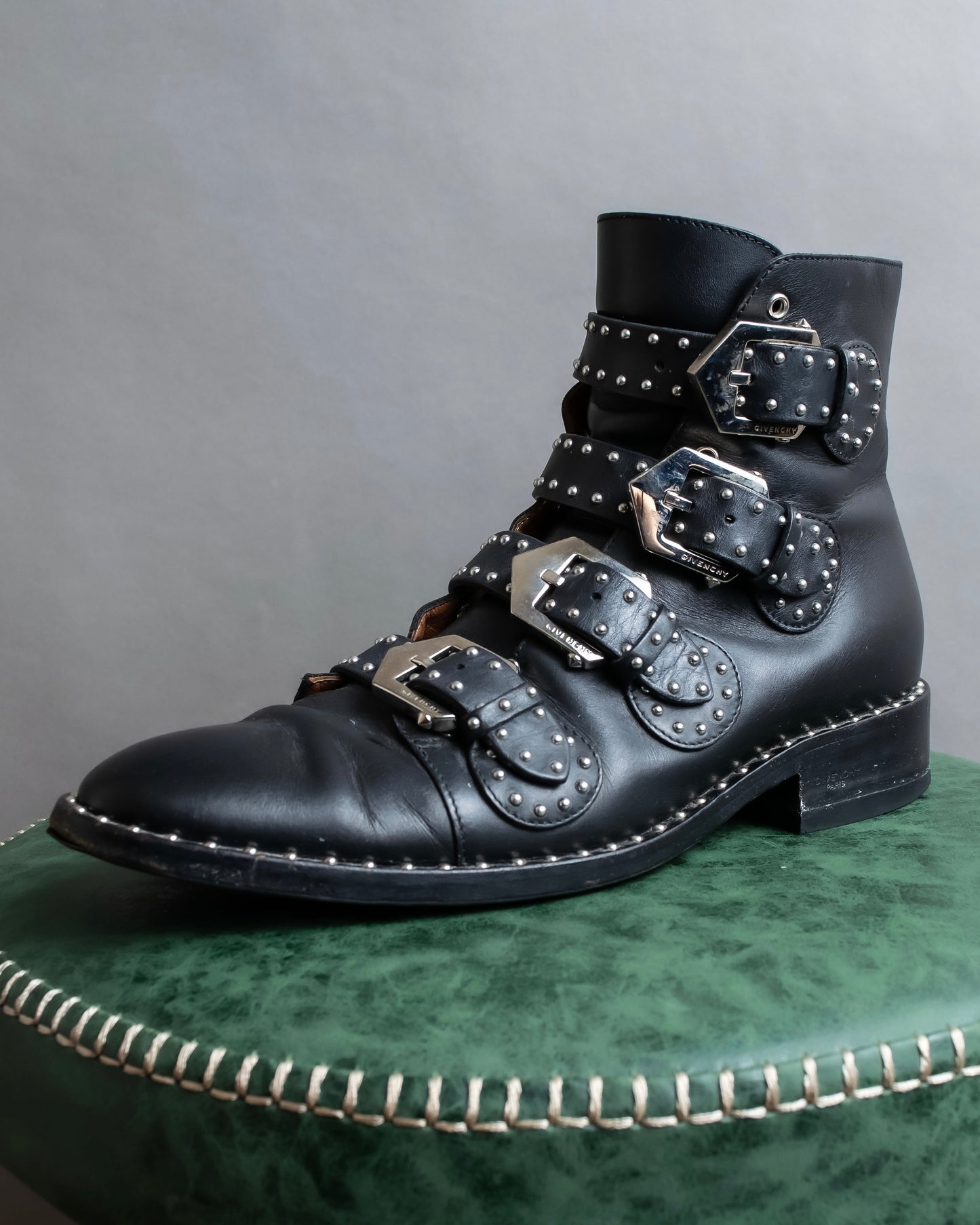 "GIVENCHY" Belt and stud design leather boots