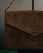 “LOEWE” 80’s-90’s Suede anagram chain shoulder bag