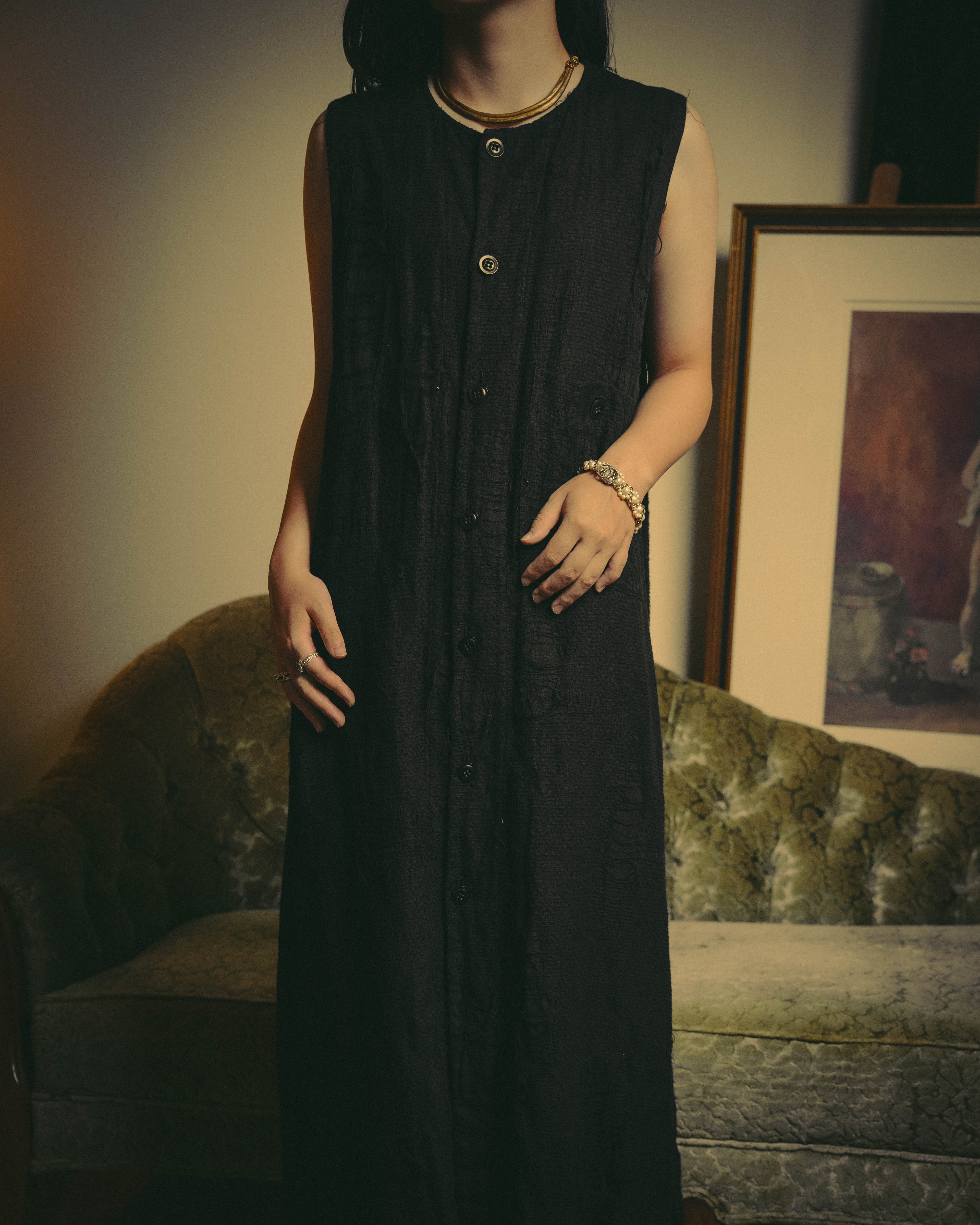 -SPECIAL- "Y's" 21SS Textured sleeveless long vest