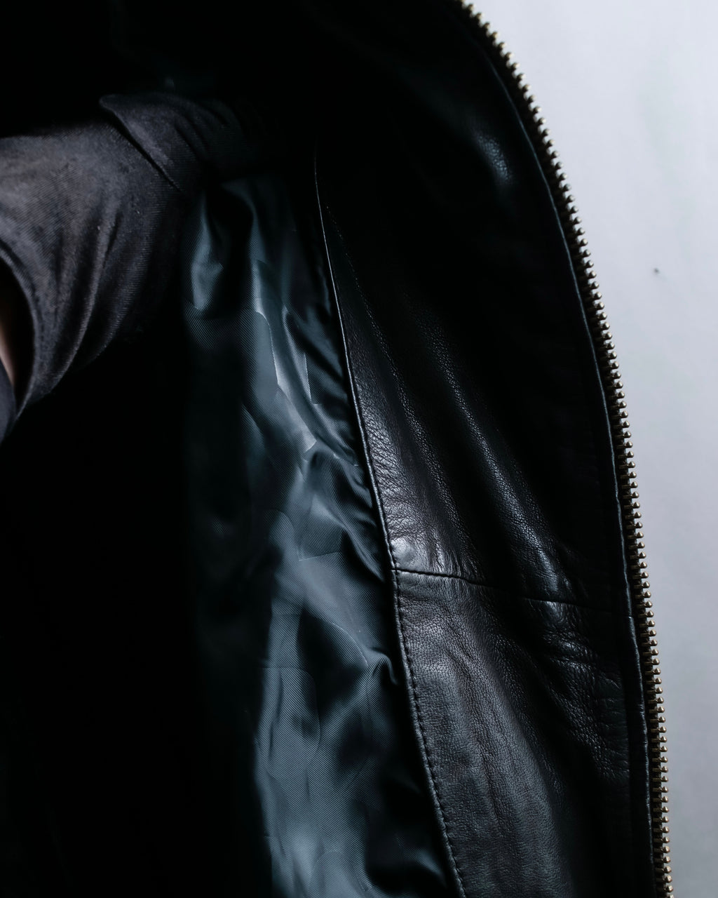 "DIESEL" Oversized stand collar lamb leather jacket