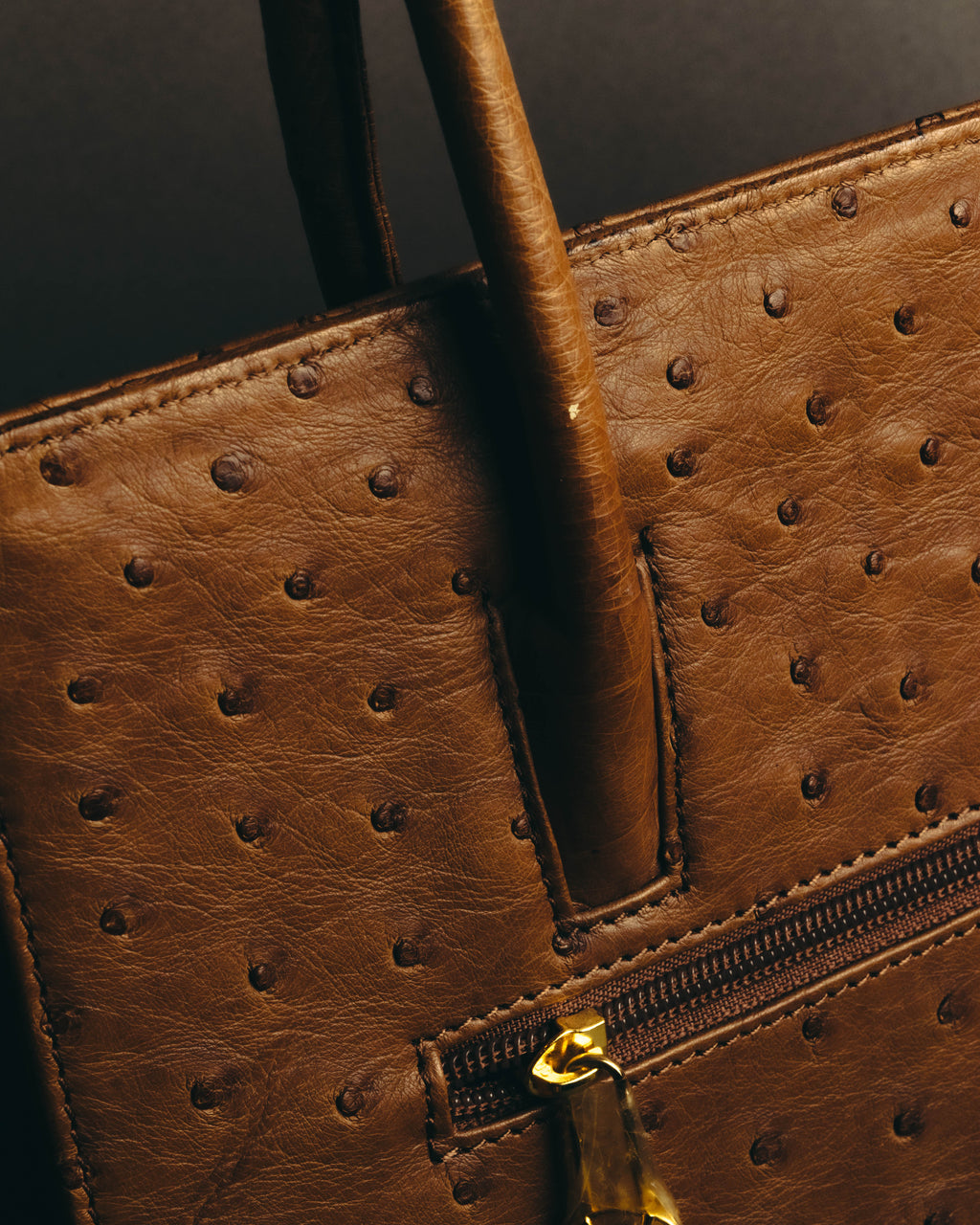 “GIOVANNI VALENTINO” Structured ostrich top handle bag