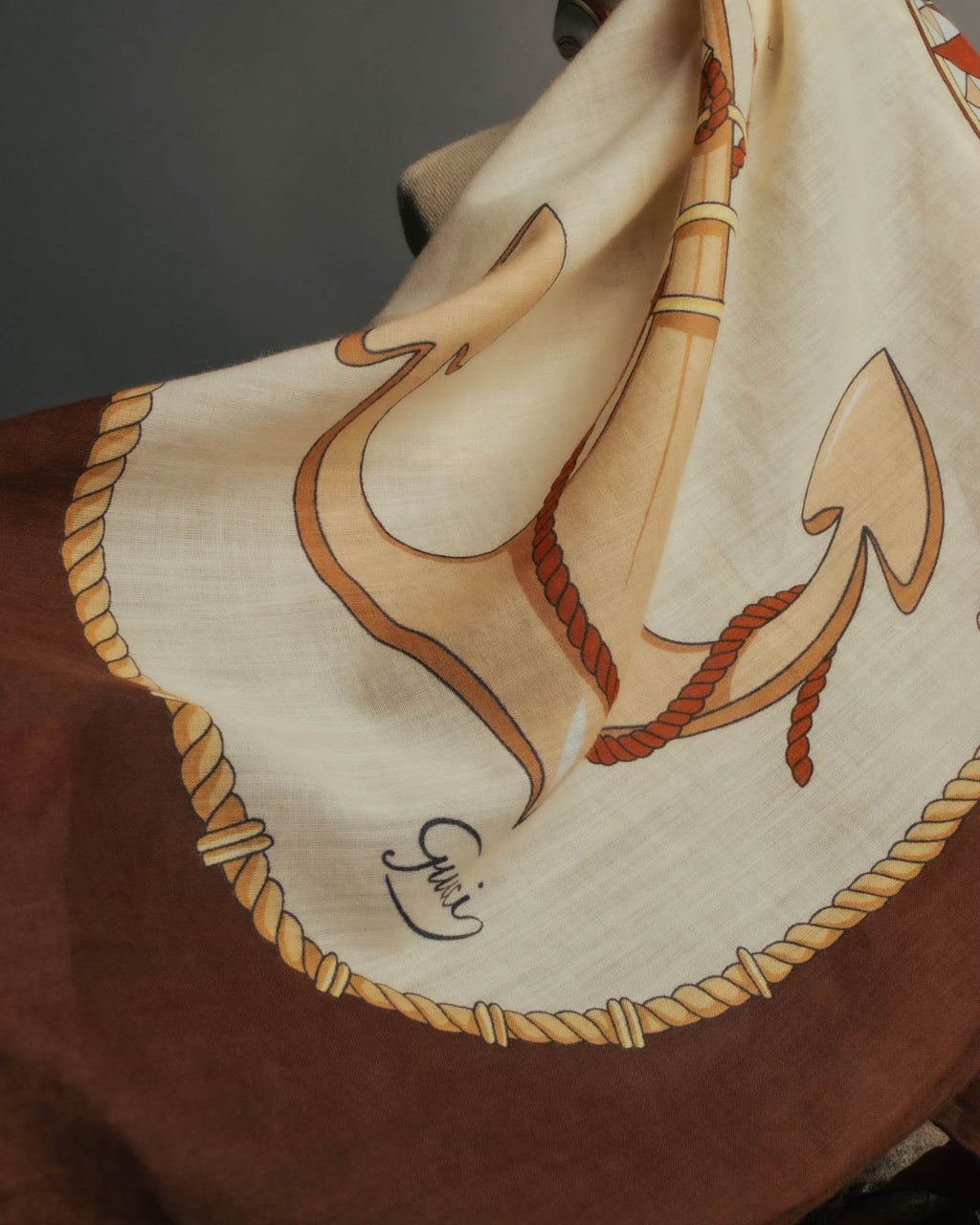 “GUCCI” 70’s-80’s nautical motif sheer scarf