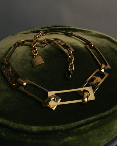 "CELINE" 70's-80's Sulky motif gold metal chain belt