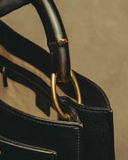 –SPECIAL– “GUCCI” 90’s-00’s Bamboo handle drawstring leather tote bag