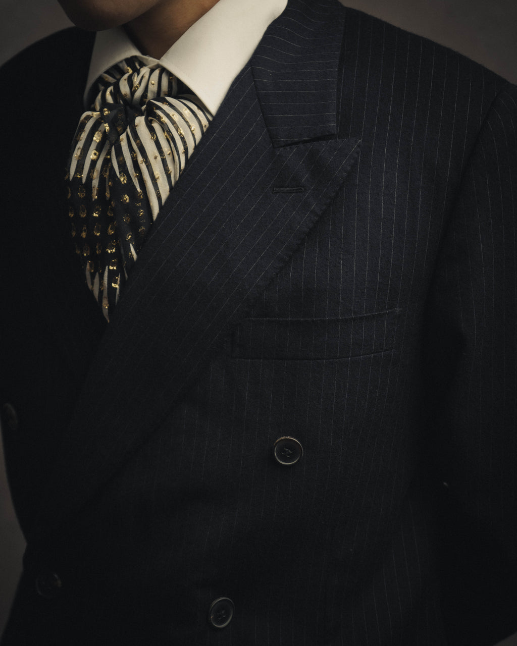 -SPECIAL- “Hermès” 80’s-90’s Super 120’s wool pinstripe double breasted setup