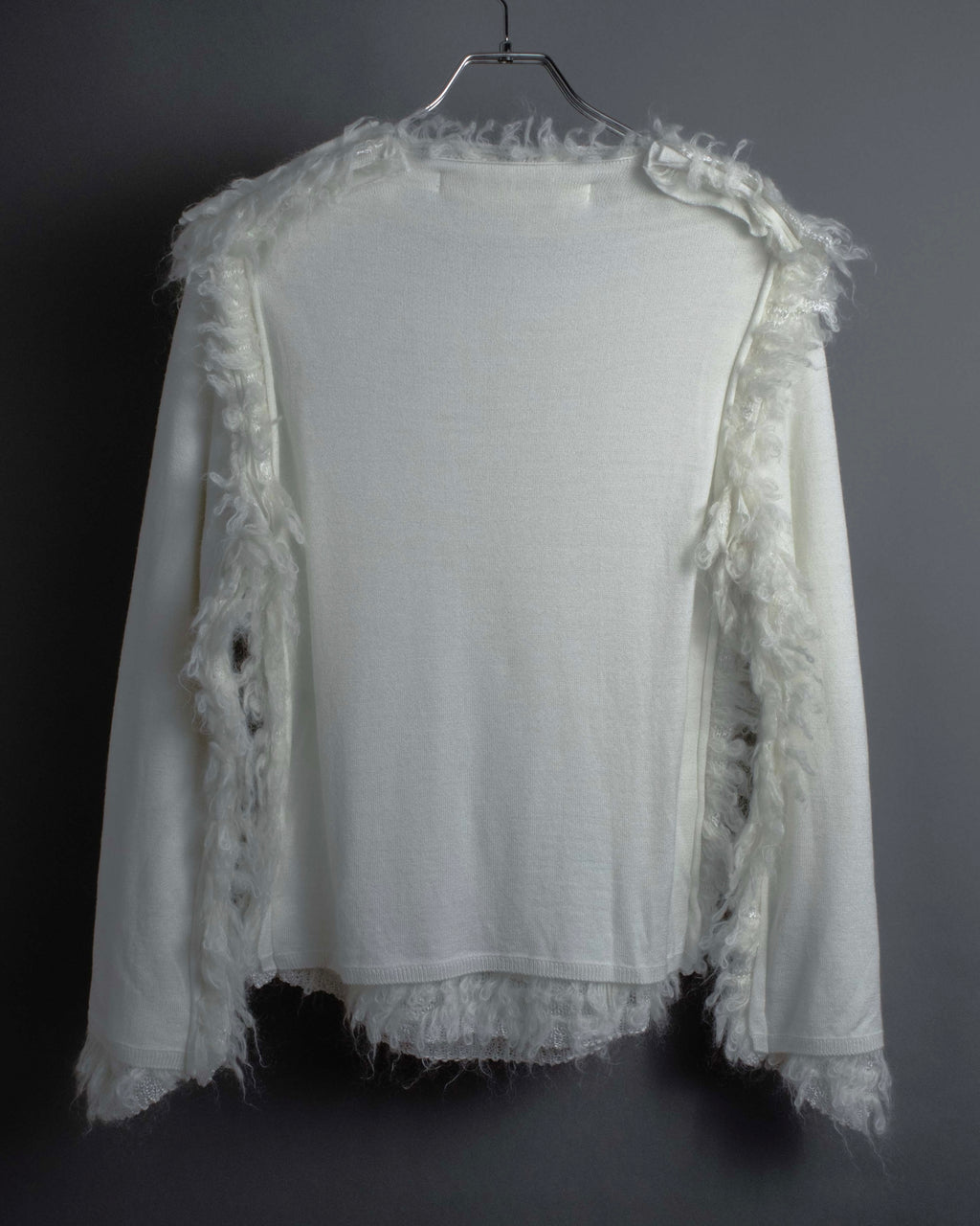 "COMME des GARCONS" 18AW layered mesh design fringe thick knit