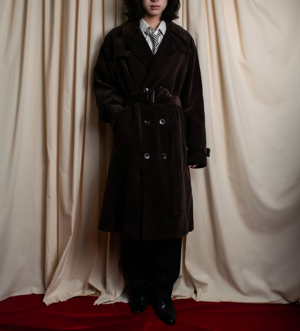 "Barbour" Wide ribbed corduroy maxi-length trench coat