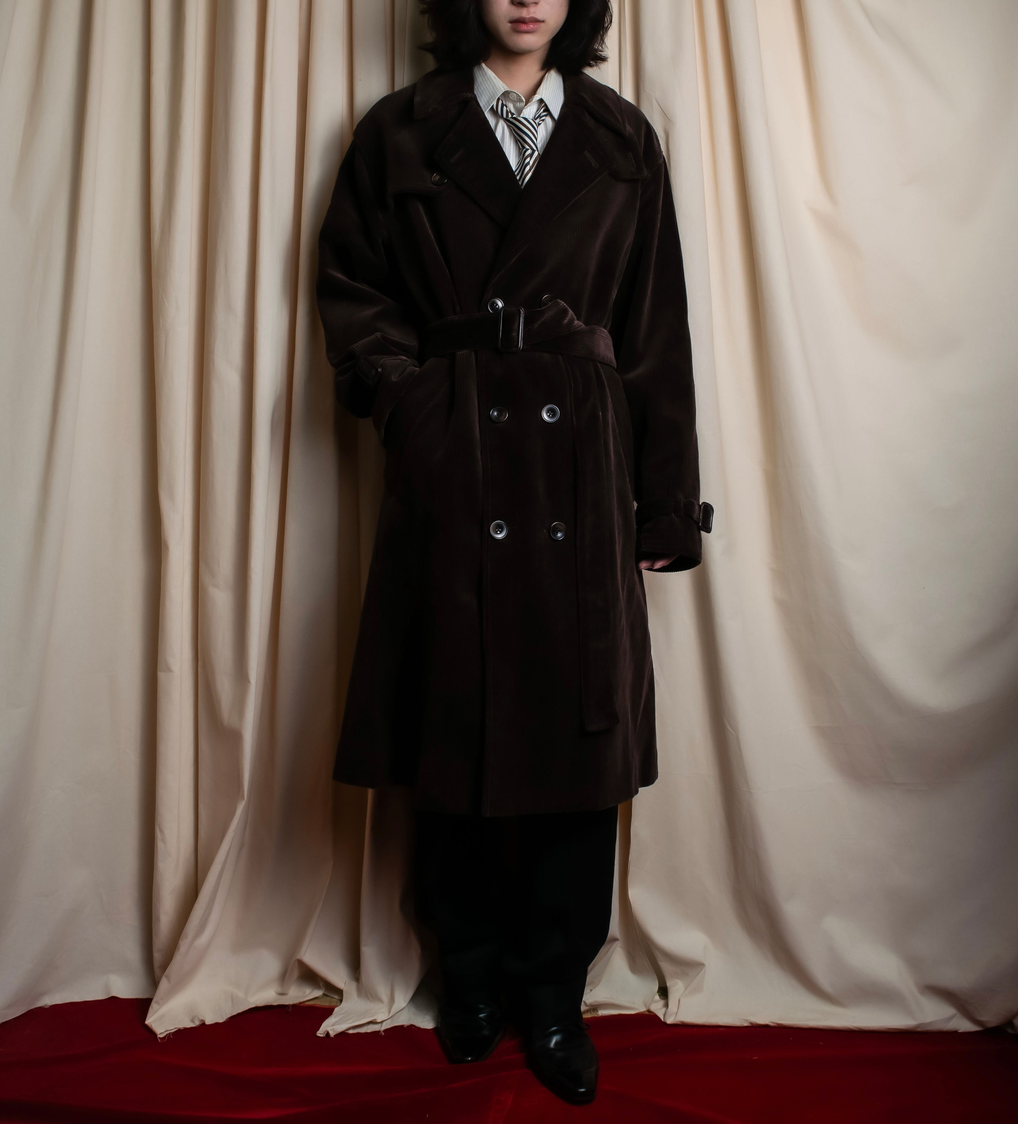 "Barbour" Wide ribbed corduroy maxi-length trench coat
