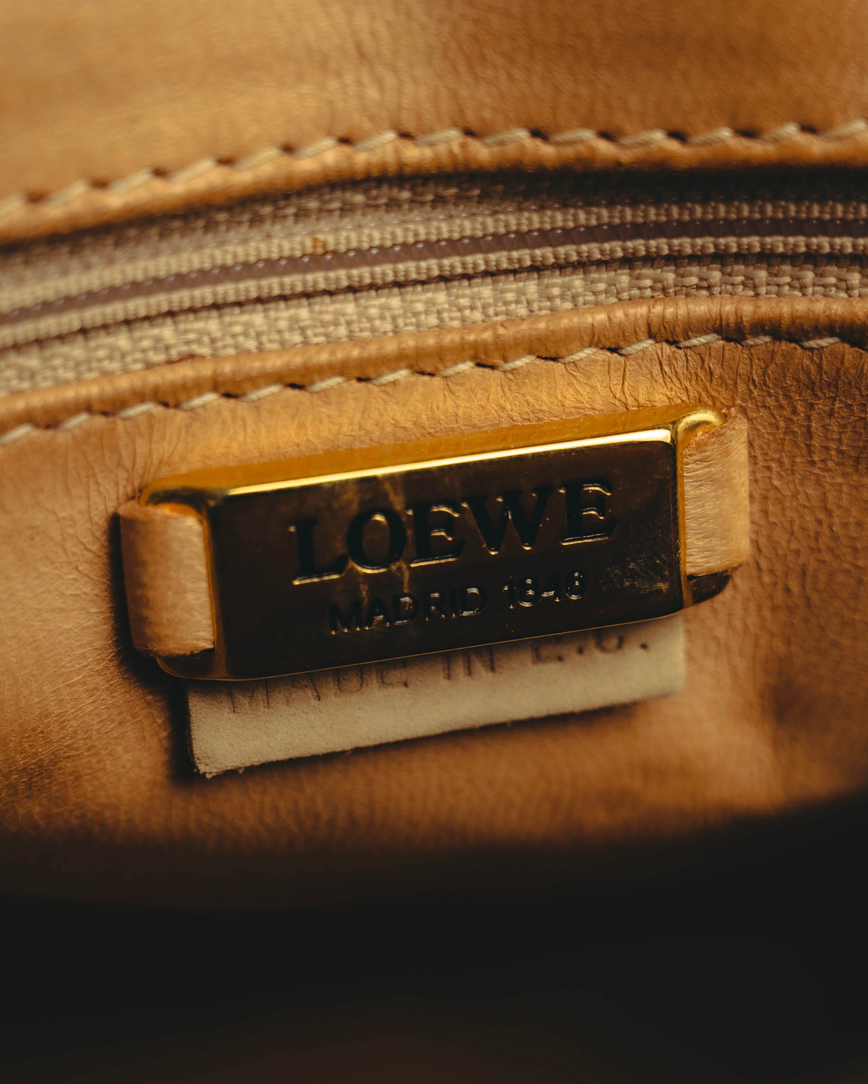 "LOEWE" 80's-90's Classic ostrich leather top handle handbag