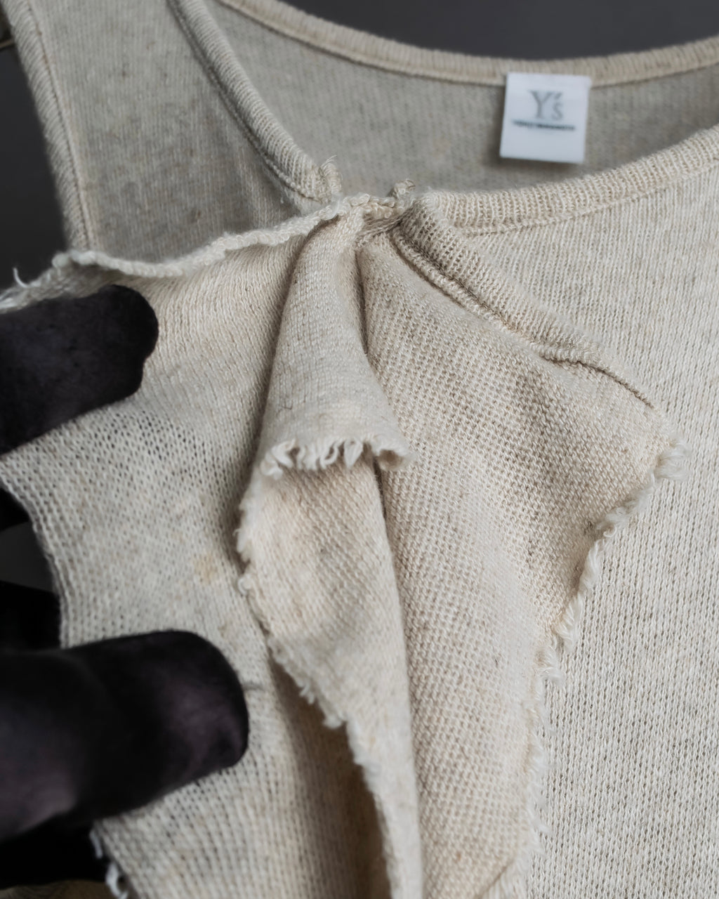 "Y's" Linen cotton mix ruffle design tank top