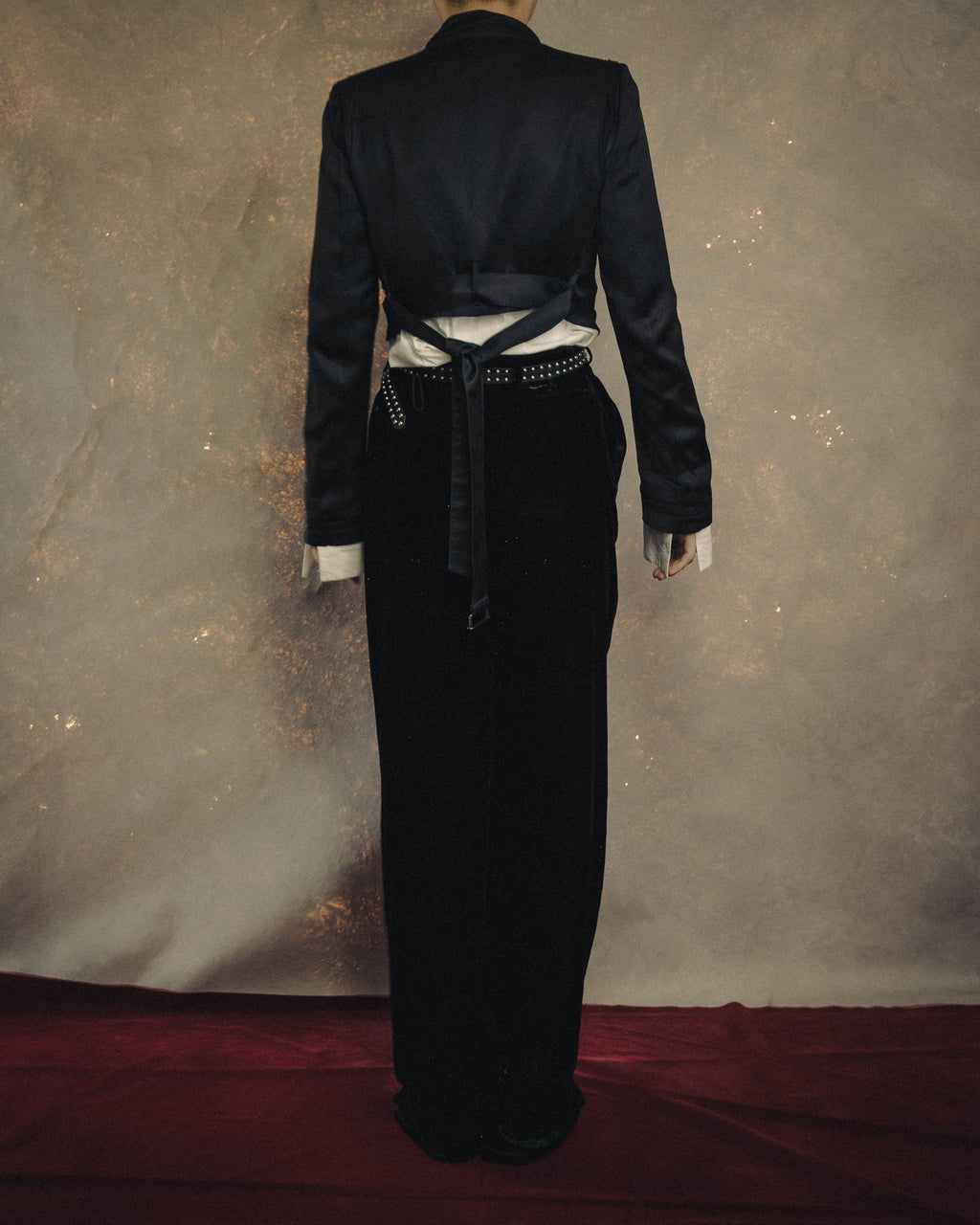 -SPECIAL- “ANN DEMEULEMEESTER” Pre-2012 asymmetric cropped satin biker jacket