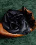 "CHANEL" Black camellia motif brooch