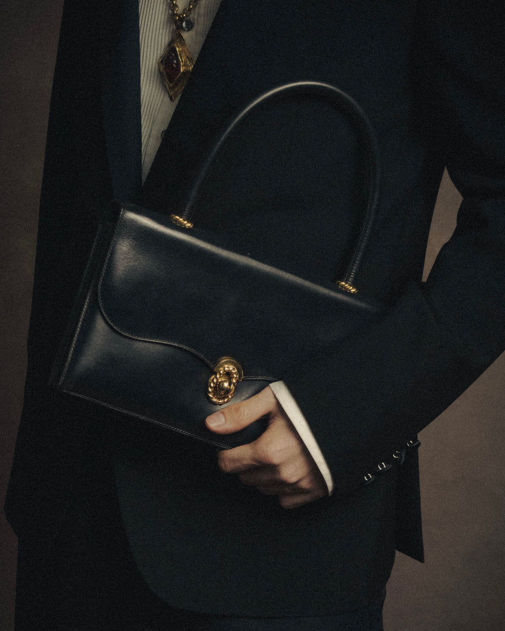 –SPECIAL– “HERMES” 50’s-60’s Escale box calf top handle bag