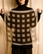 "CHANEL" 90's Square icon logo pattern sheer silk scarf