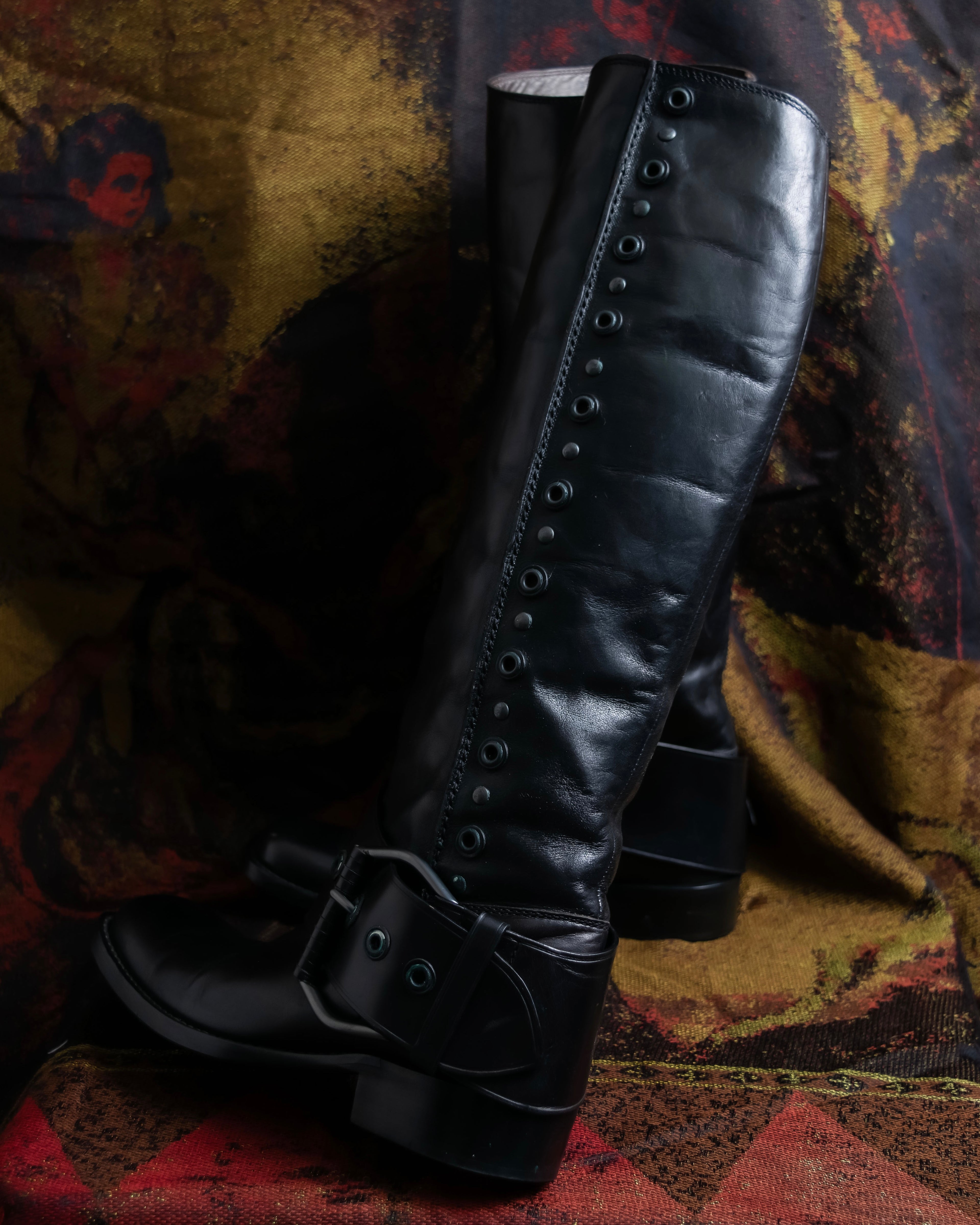 "BOTTEGA VENETA" Belt design square toe knee high long boots