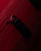 "BVLGARI" Horizontal form engraved logo leather bag