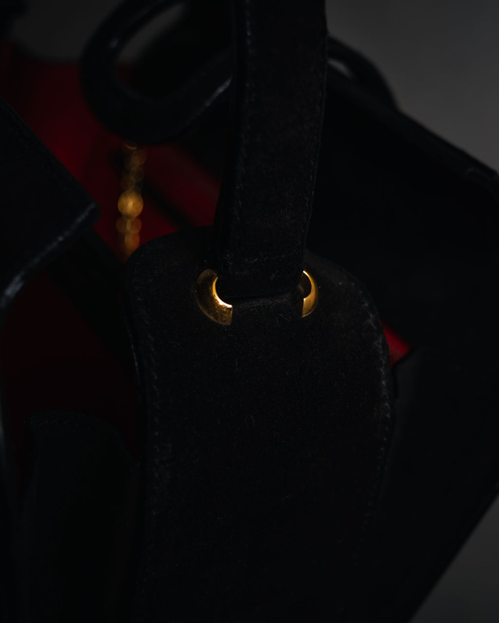 –SPECIAL– "CELINE" 70’s-80’s suede top handle ring closure handbag