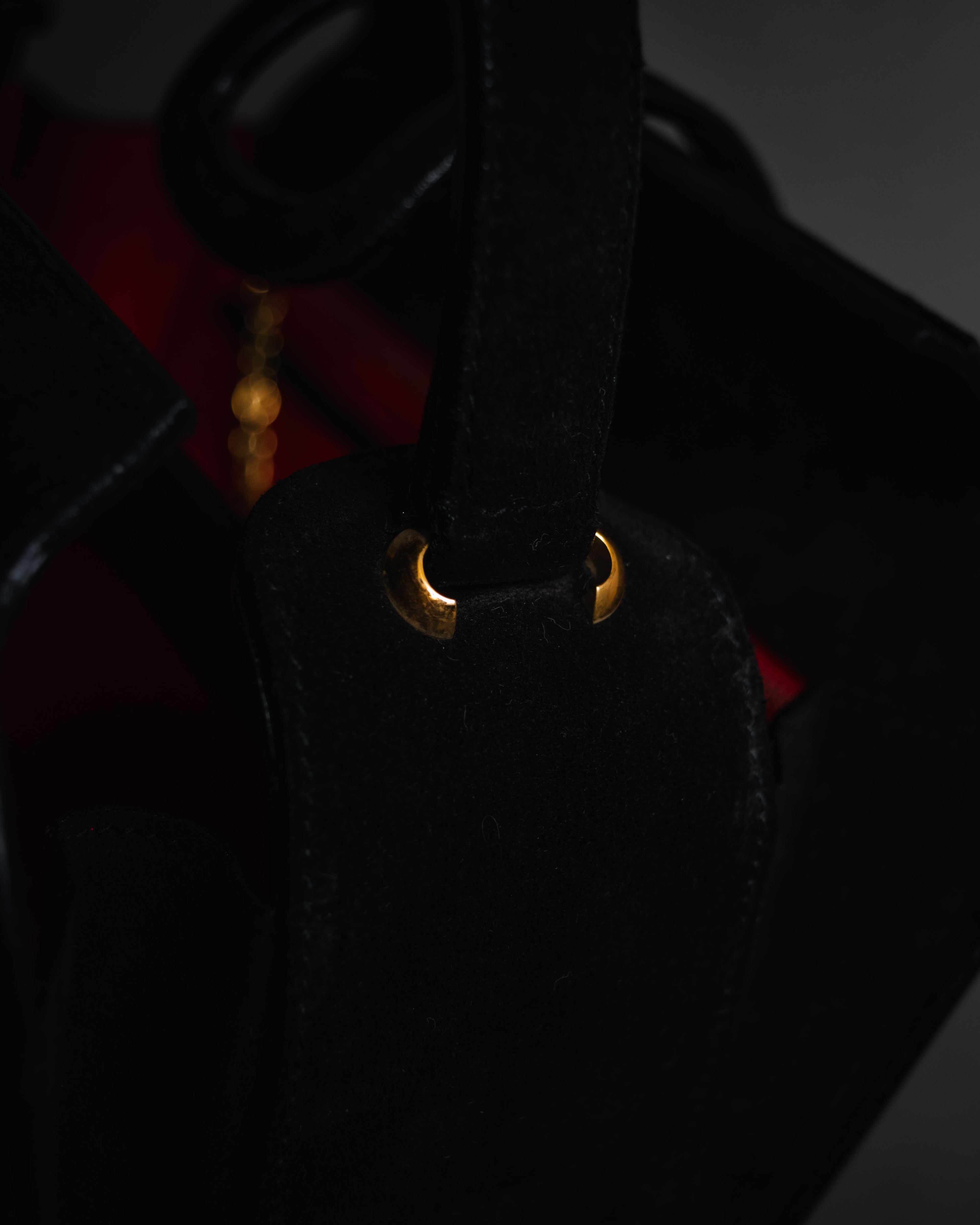 –SPECIAL– "CELINE" 70’s-80’s suede top handle ring closure handbag