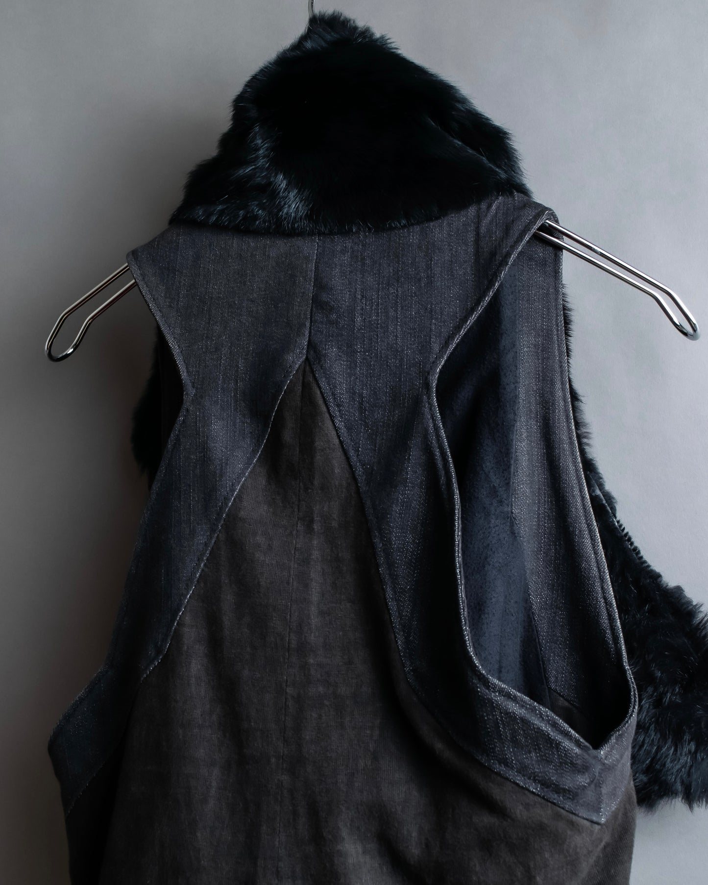 "HELMUT LANG" Fur docking denim switching design zipper best