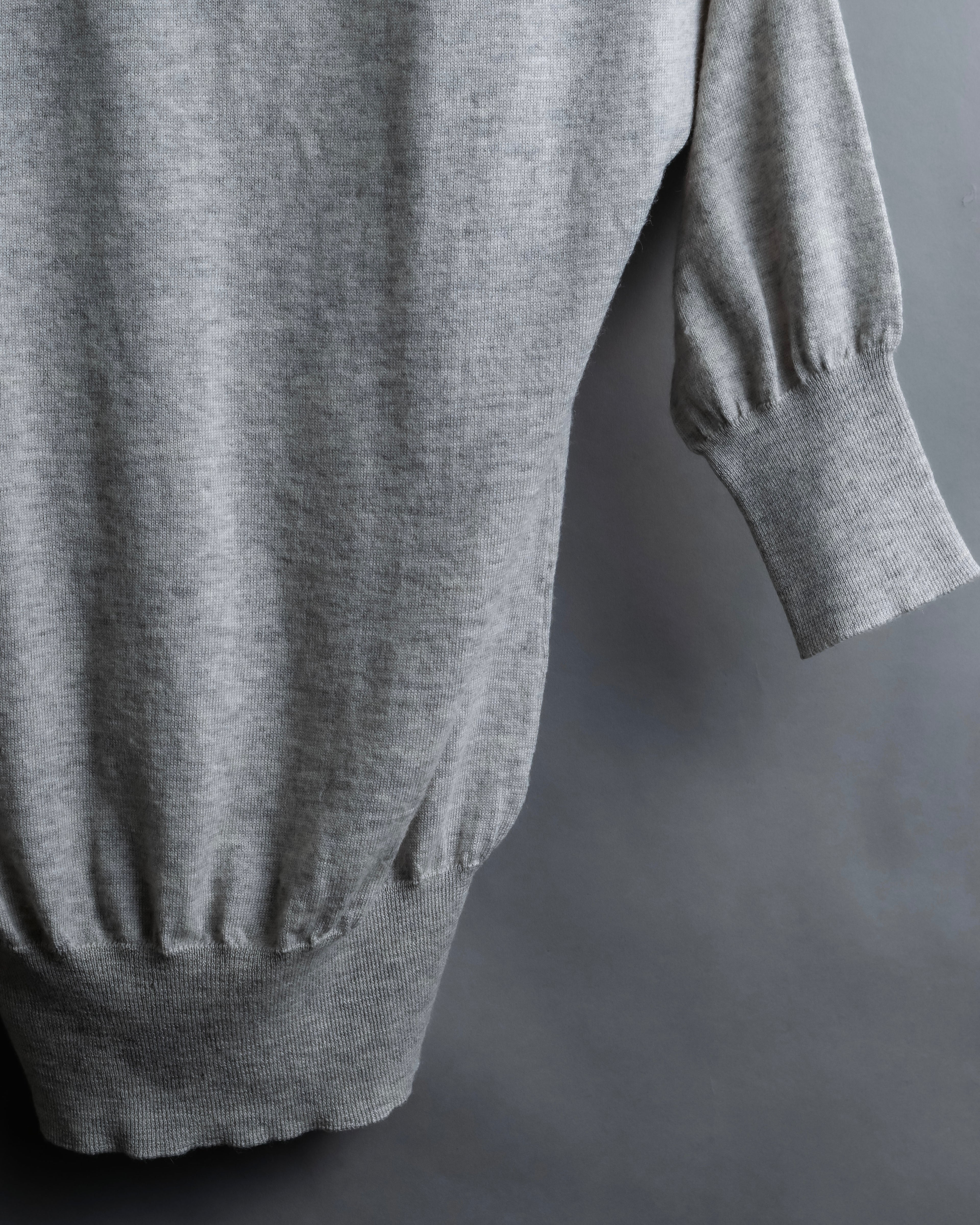 "JIL SANDER" Solid texture V neck mixed knit