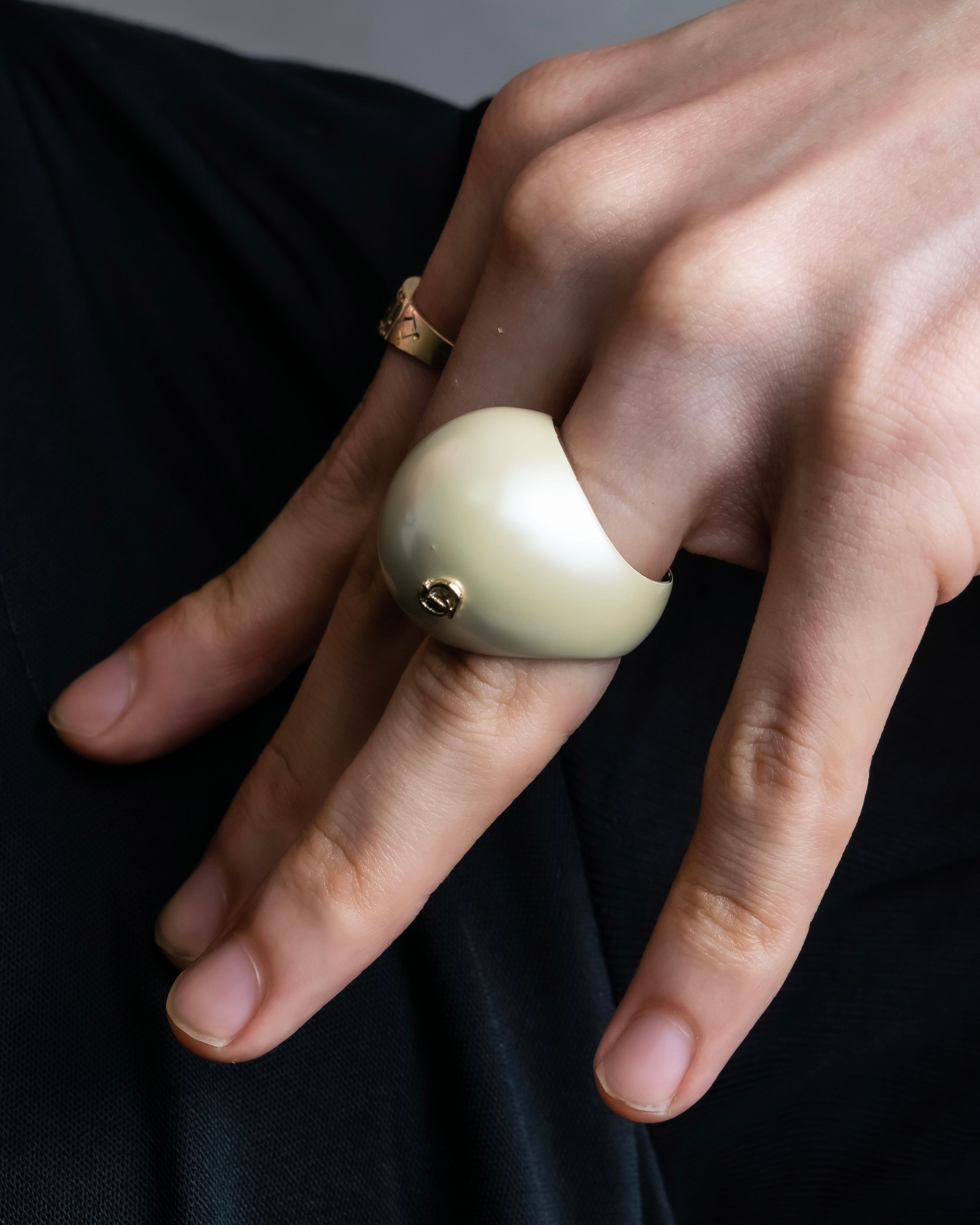 "Christian DIOR" Balloon detail logo design ring