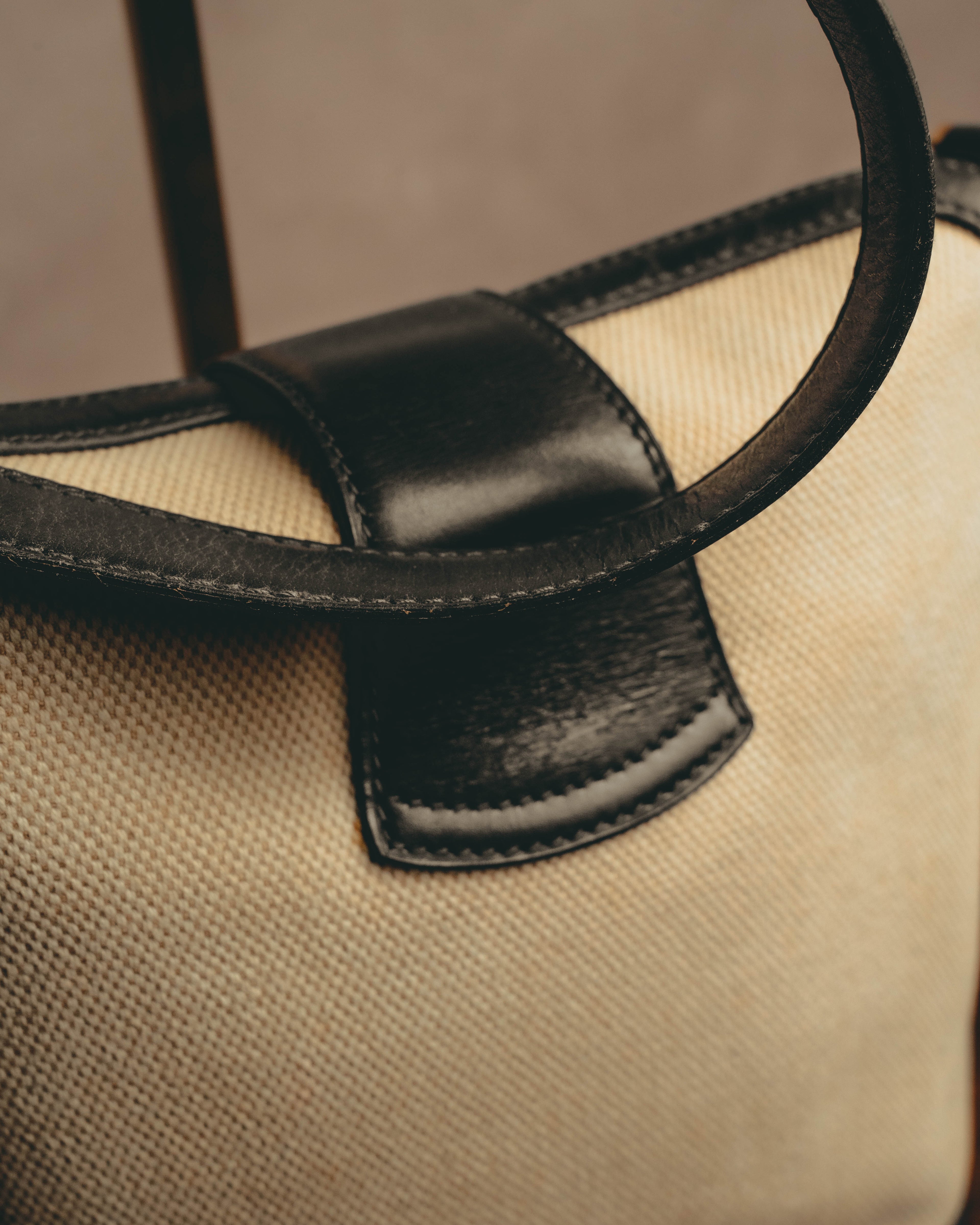 "Tiffany & Co." Vintage two tone canvas and leather shoulder bag