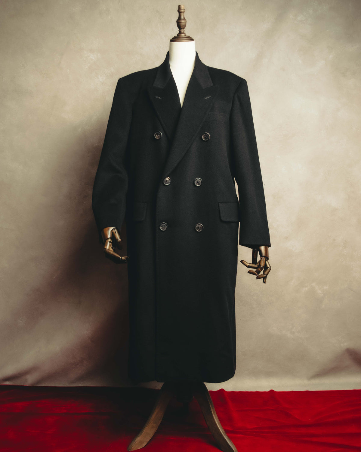 “Burberrys” Late 80’s-early 90’s deep navy double-breasted chesterfield coat