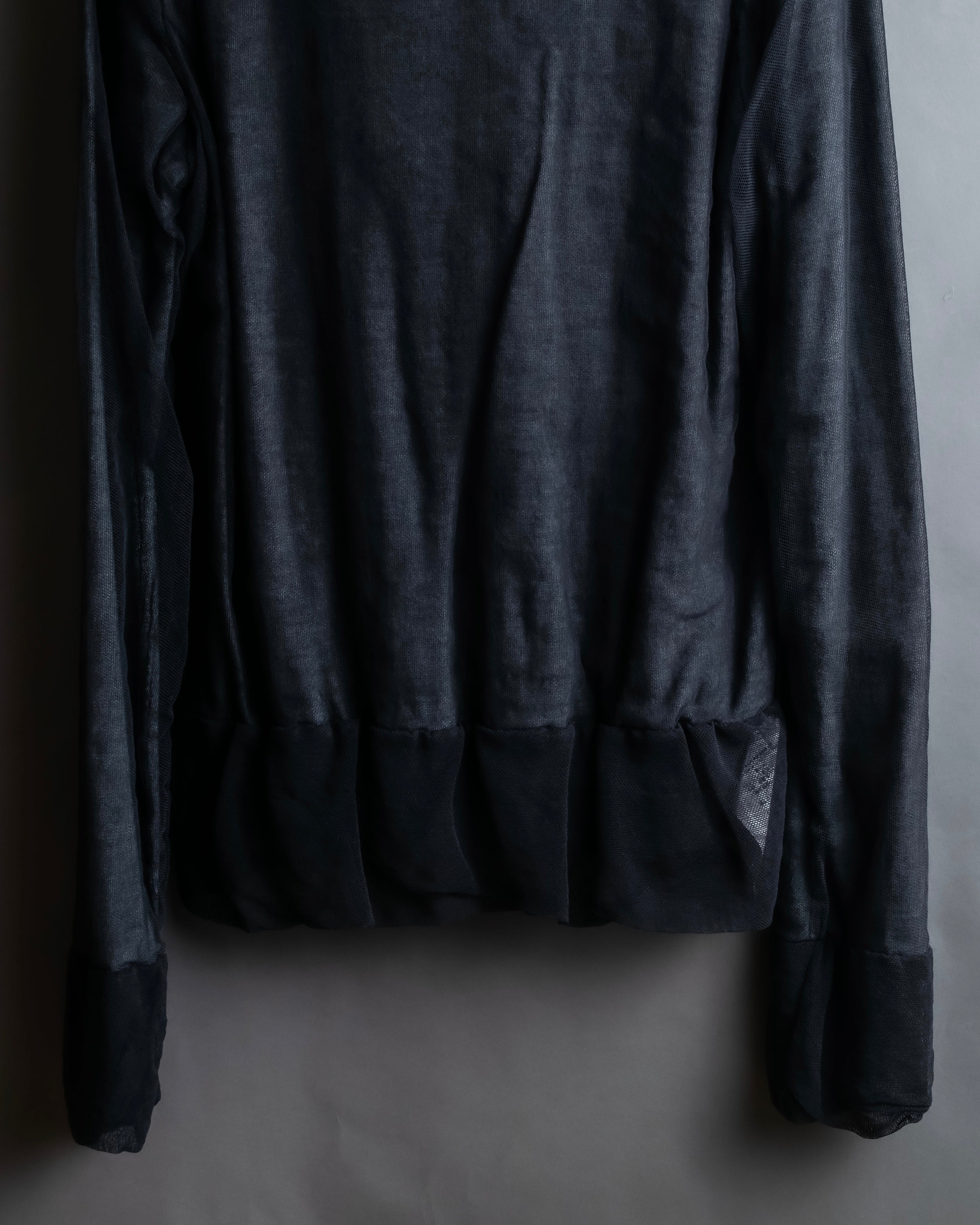 "DOLCE & GABBANA" Sheer layered V-neck grey knit