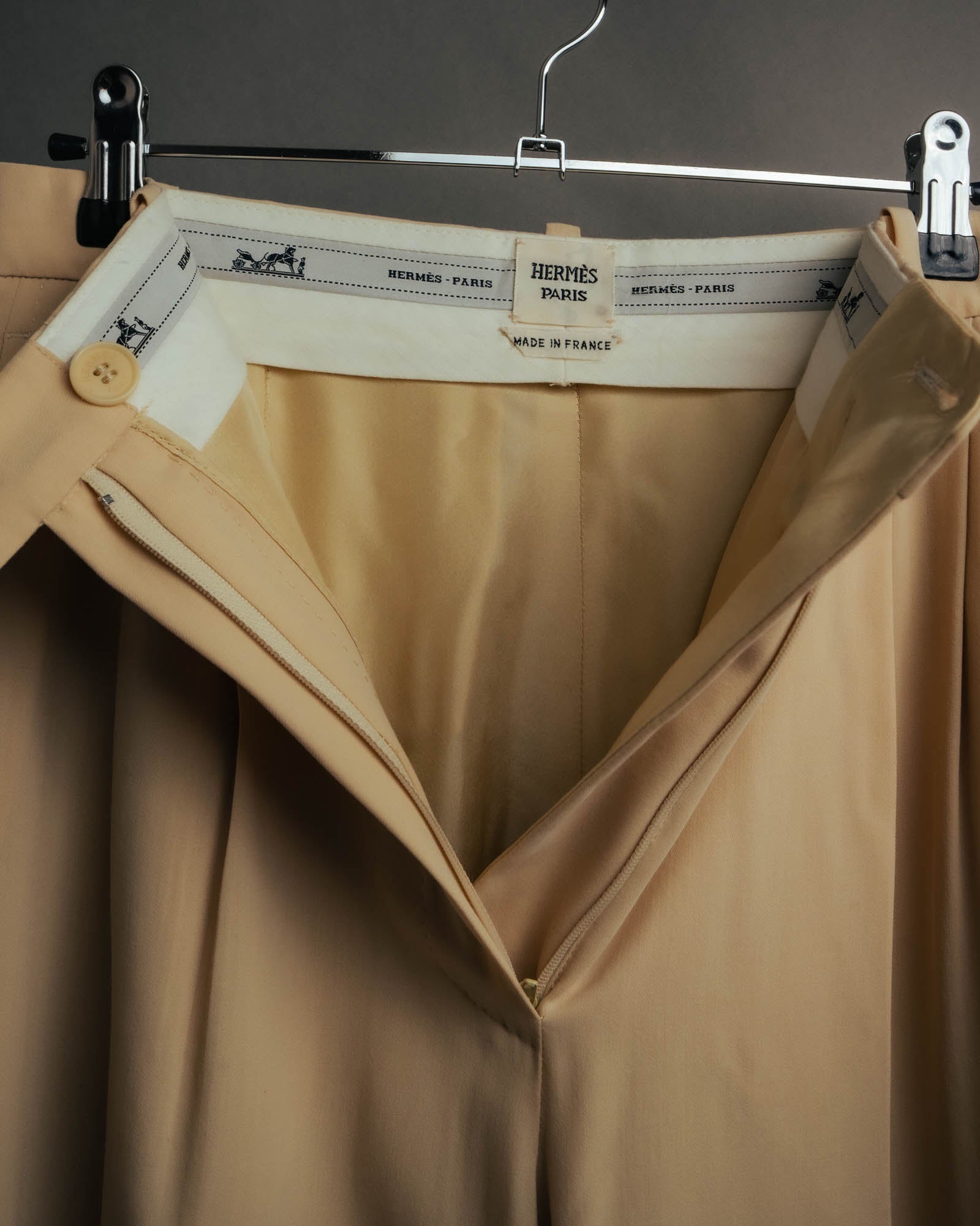 –SPECIAL– “HERMÈS” 90’s silk-lined wool wide trousers