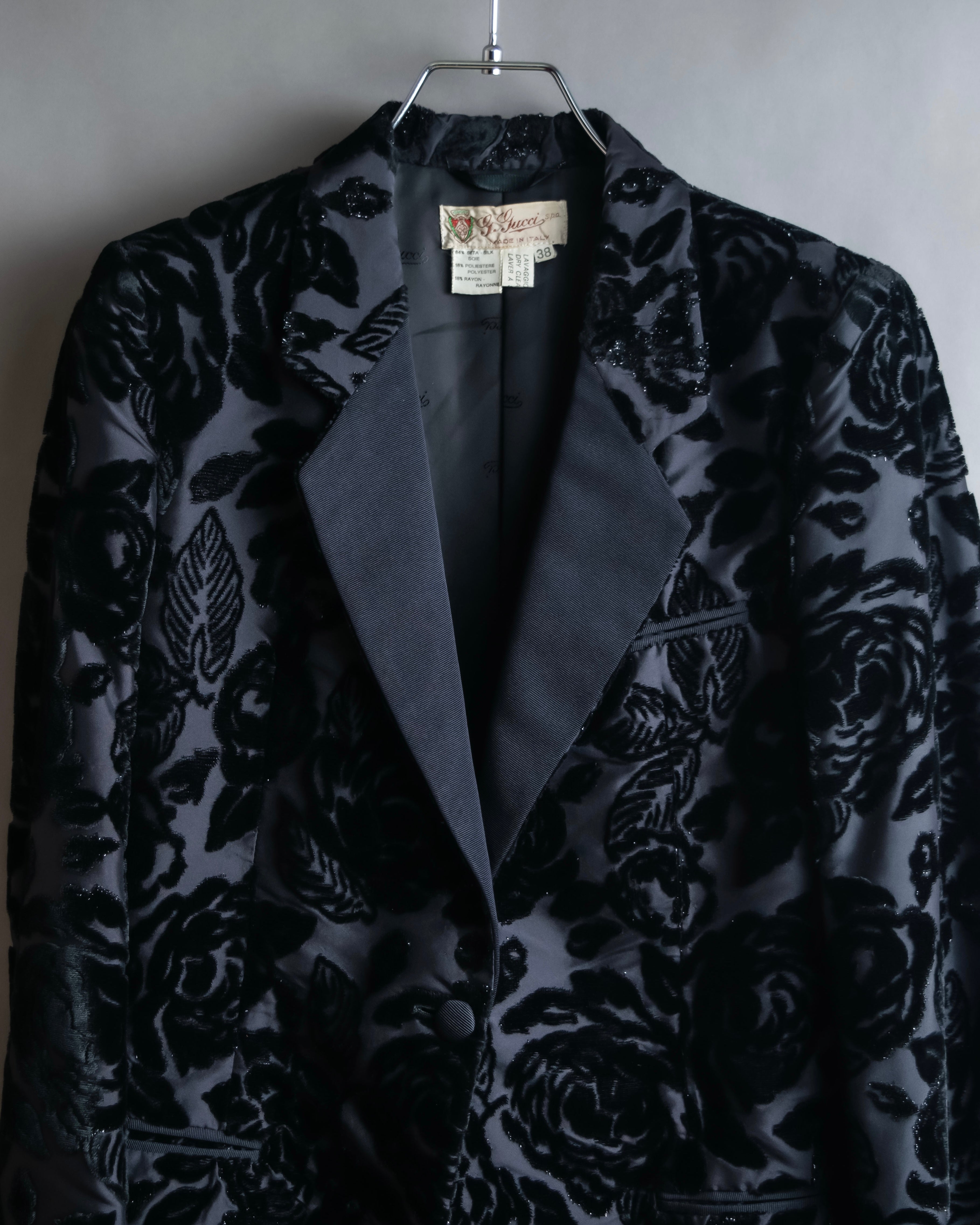 "GUCCI" Floral patterned lamé tailored jacket"