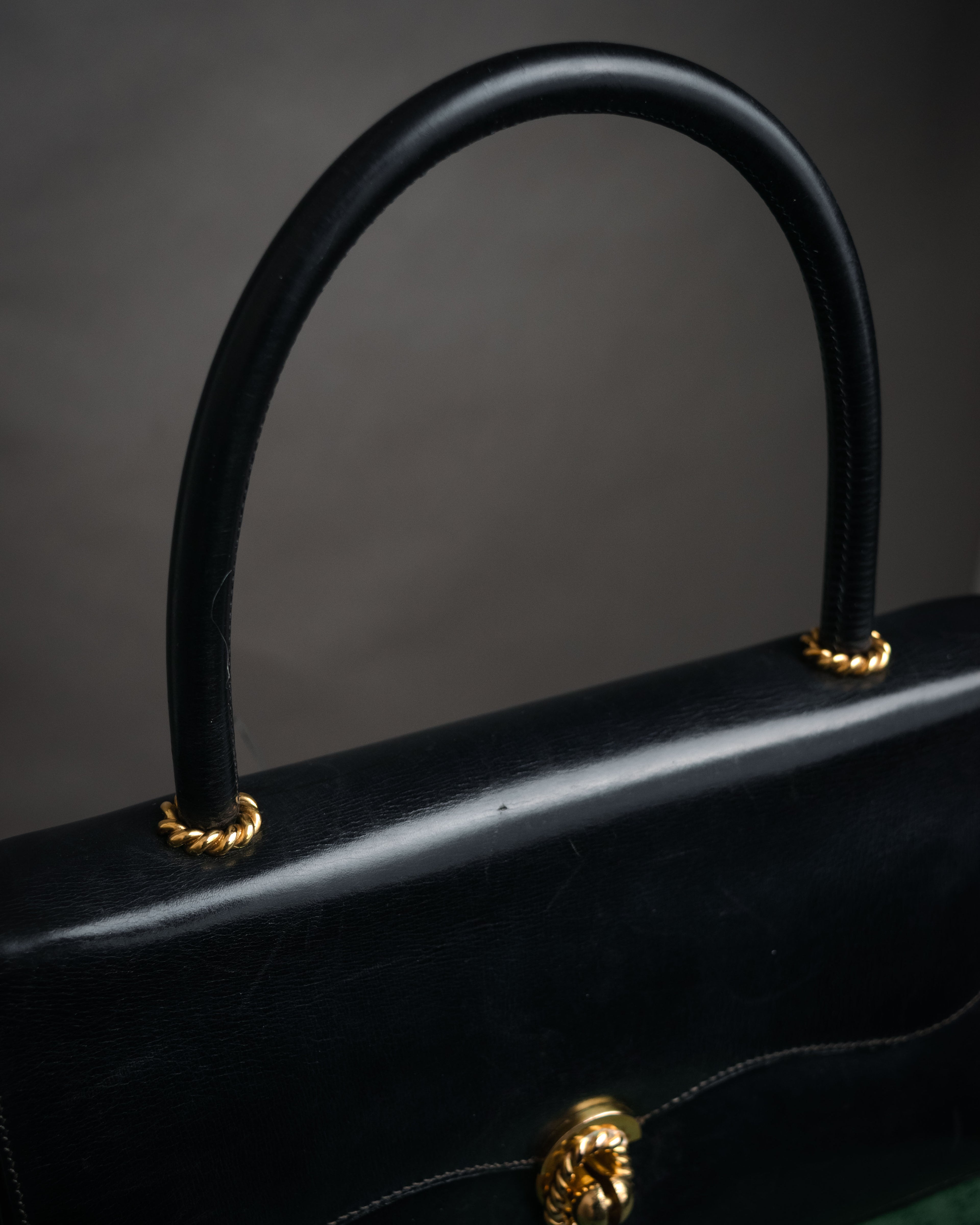 –SPECIAL– “HERMES” 50’s-60’s Escale box calf top handle bag