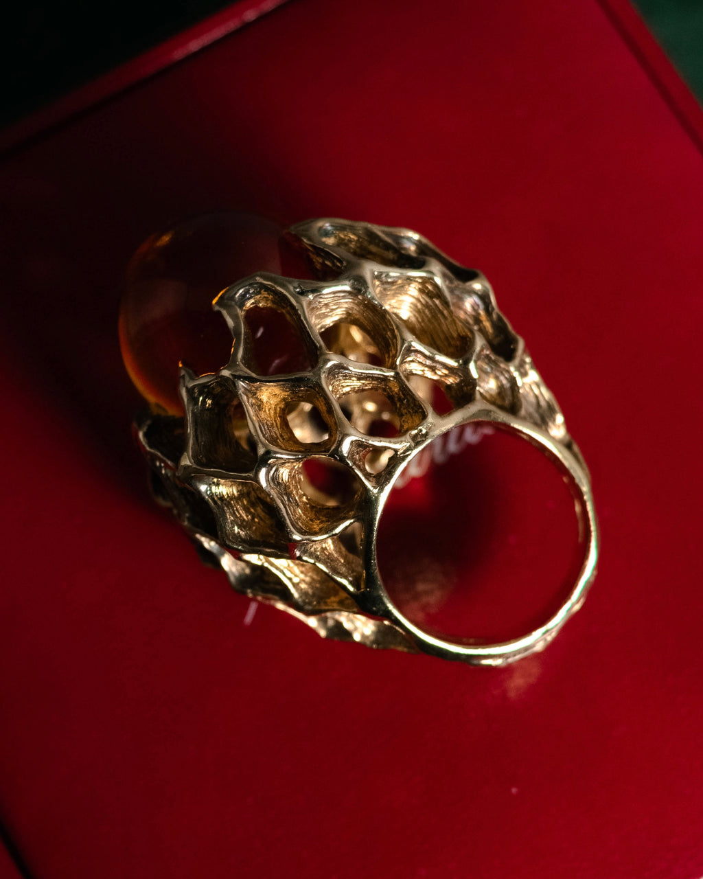 “Baccarat” 00’s Médicis crystal cabochon vermeil ring